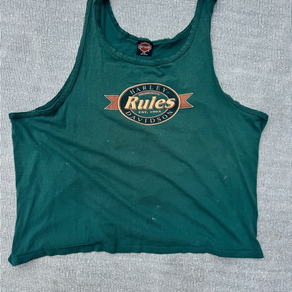 Thrashed Harley Davidson Green Tank Top